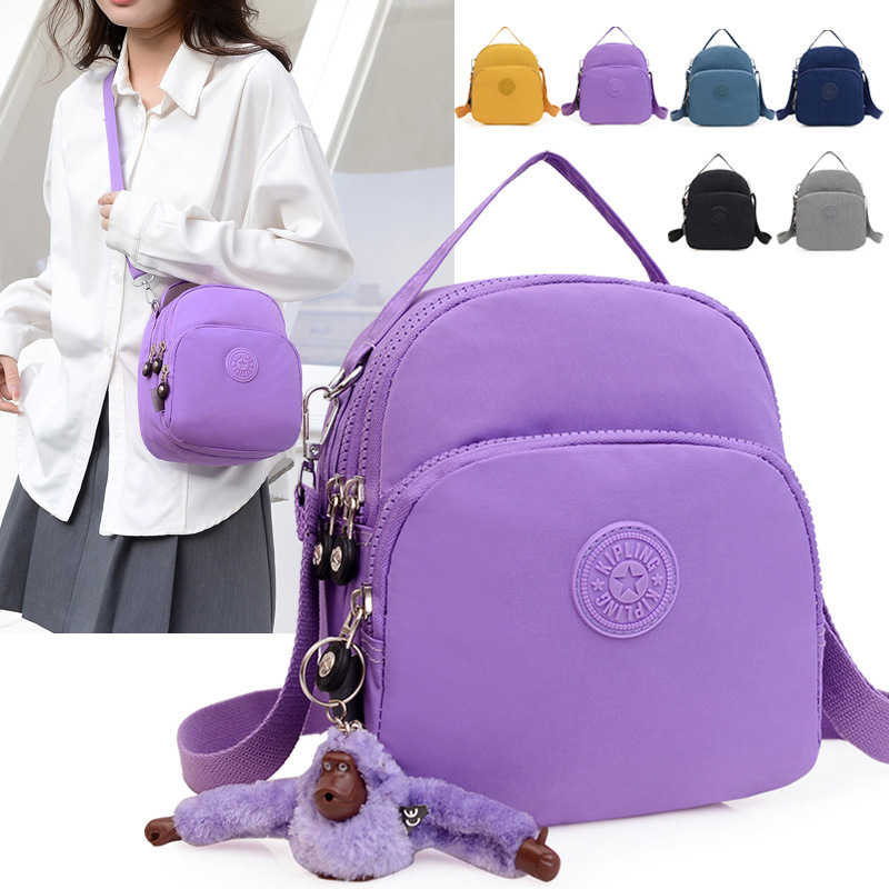New casual shoulder bag washing cloth solid color multi-zipper convenient outdoor handbag Mommy little monkey crossbody bag