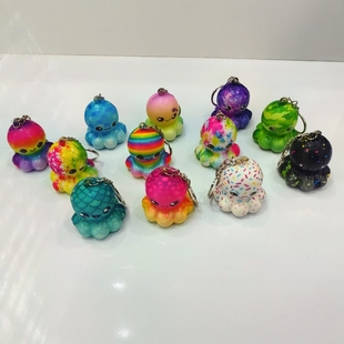 Direct supply color printing PU slow rebound novelty vent decompression simulation Squishy mini octopus pinch music toys