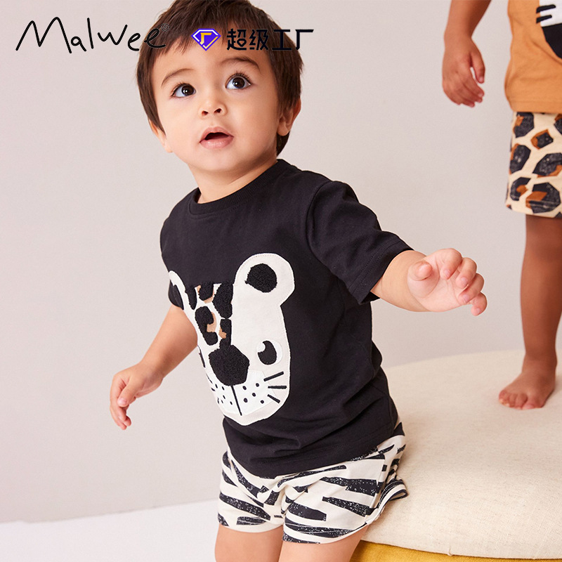 Cross-border malwee boys suit summer new short-sleeved T-shirt European and American children's shorts children's two-piece set