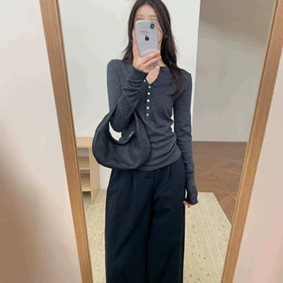 大朗源头毛衣厂老钱风修身V领长袖上衣女早秋2026内搭打底针织衫