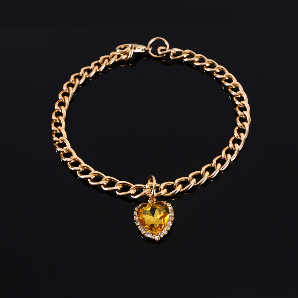 Comercio exterior mascotas gatos perros princesas metal amor diamante gemas collar ajustable collar de fiesta de cumpleaños colorido