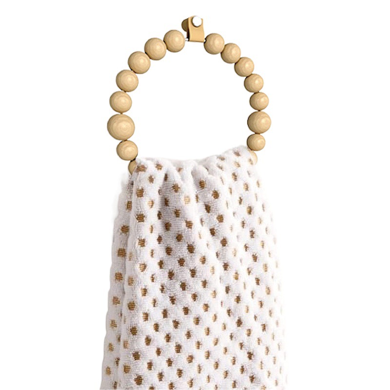 Hecho a mano bohemio baño toallero pared colgante granja cuentas de madera toalla titular cocina país decoración del hogar