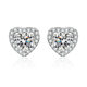 Shake Sound Explosions S925 Silver Needle Six-claw Earrings Simulation Mosan Diamond Princess Square Bag Round Bag Earrings Women's Love Earrings