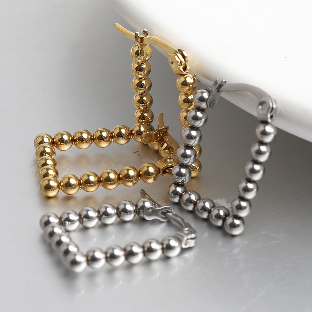 1 Pair Simple Style Geometric Solid Color Plating Stainless Steel Hoop Earrings display picture 4