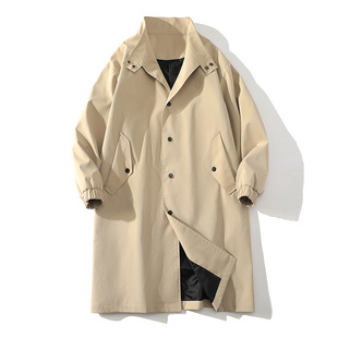 Live Broadcast New 2025 Autum Export British Style Mid-Length Windbreaker Men's Casual Loose Jacket Men's Outwear Jacket