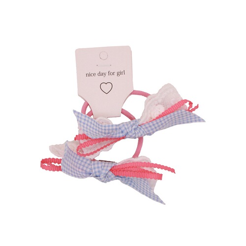 2 packs of candy-colored bow hair rope ins girl heart hair ring head rope double ponytail rubber band Japanese and Korean soft girl hair accessories