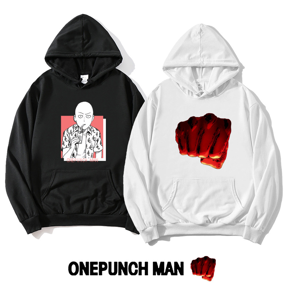 Un golpe Superman Saitama Teacher Anime Periférico Otoño e invierno Moda para hombres y mujeres Suéter de pareja Sudadera con capucha Chaqueta de manga larga