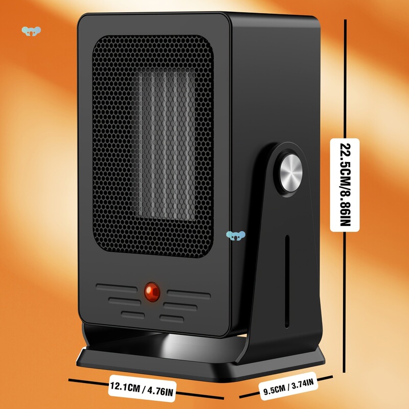 900W ポータブル電気スペースヒーター 洗練されたブラックセラミック|undefined