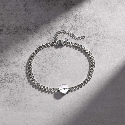 DIY personalized lettering stainless steel round metal accessories Removable Cuban chain bracelet Men's accessories BR-1451