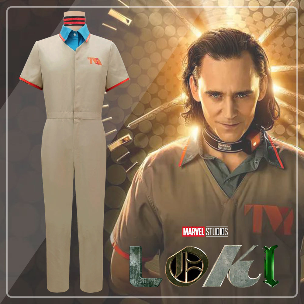 Xinbo Yuan Loki cosplay suit, Loki prison suit cosplay one-piece suit Marvel Western and Eastern film and television Halloween costumes