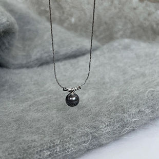 Bamboo Snake Bone Chain Tahitian Black Pearl Necklace Niche High-End Stylish Simple Versatile Sweater Chain Sweatshirt Chain
