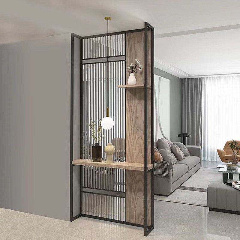 Ultra-White Rainbow Glass Entryway Living Room Screen Modern Minimalist Obstructing Wall Bedroom Entrance Japanese Iron Art Dividing Wall