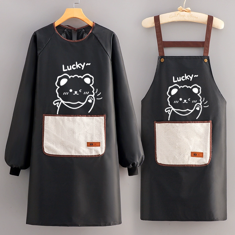 Водонепроницаемый и маслостойкий фартук для домашней кухни для общественного питания, рабочая одежда для взрослых, халат с длинными рукавами, женский кухонный фартук, мужская верхняя одежда.