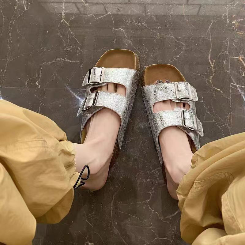 Grava Madre Hong Kong Island Holiday ~ verano nuevo perezoso un pedaleo de doble hebilla para adelgazar la parte inferior gruesa fría traposas Burken