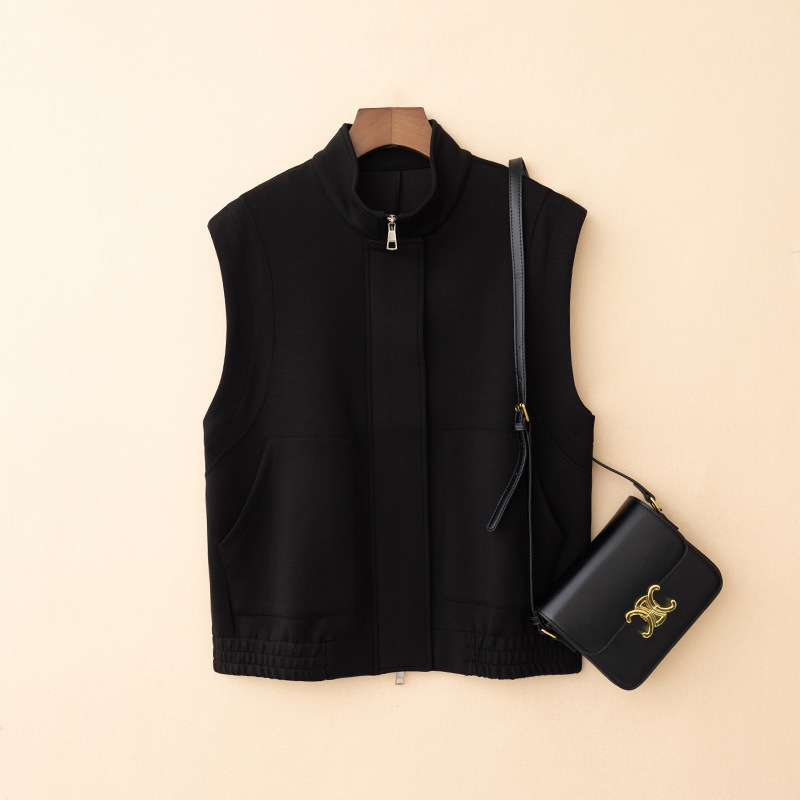 High-Quality Stand-Up Collar Vest for Men and Women, Pure Color Casual Jacket, Sports Loose Zipper Vest, Sleeveless Top, Waistcoat
