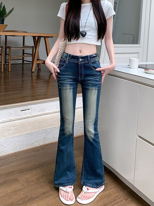 アメリカンデザインのパーソナライズされた翼刺繍ジーンズ女性用 2025 春気質ミレニアムホットガールマイクロフレアパンツ|undefined