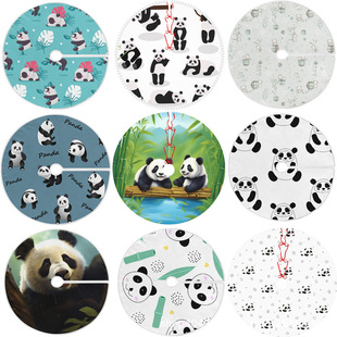 Panda tree skirt cross-border new 78cm90cm101cm122cm linen short plush Christmas tree ornaments