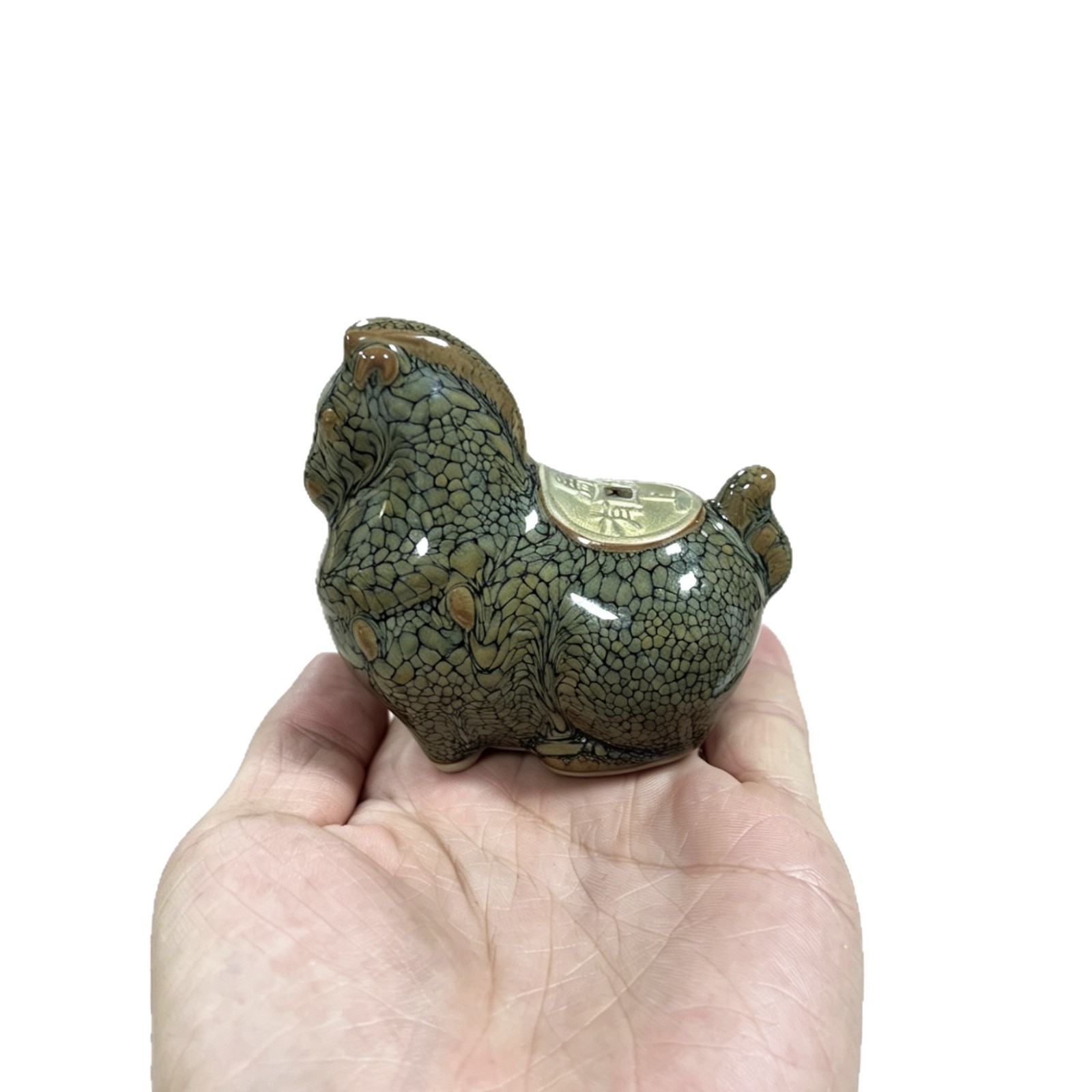 创意马上有钱茶宠建窑可养彩摆件动物茶道桌面饰品茶宠送礼瓷器