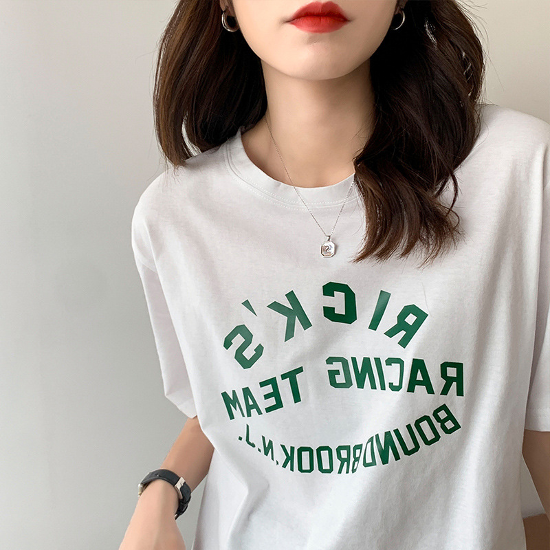 Spring white cotton demi-season short sleeve T-shirt