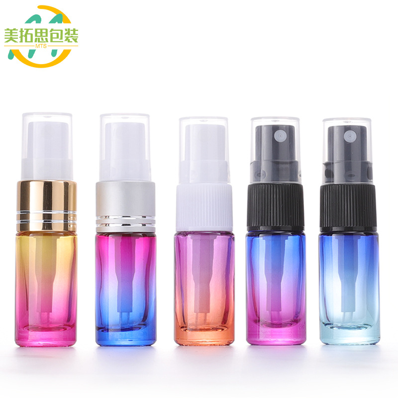 5ml渐变色喷雾瓶 彩色精油瓶 香水化妆品小样分装瓶 厚款玻璃瓶
