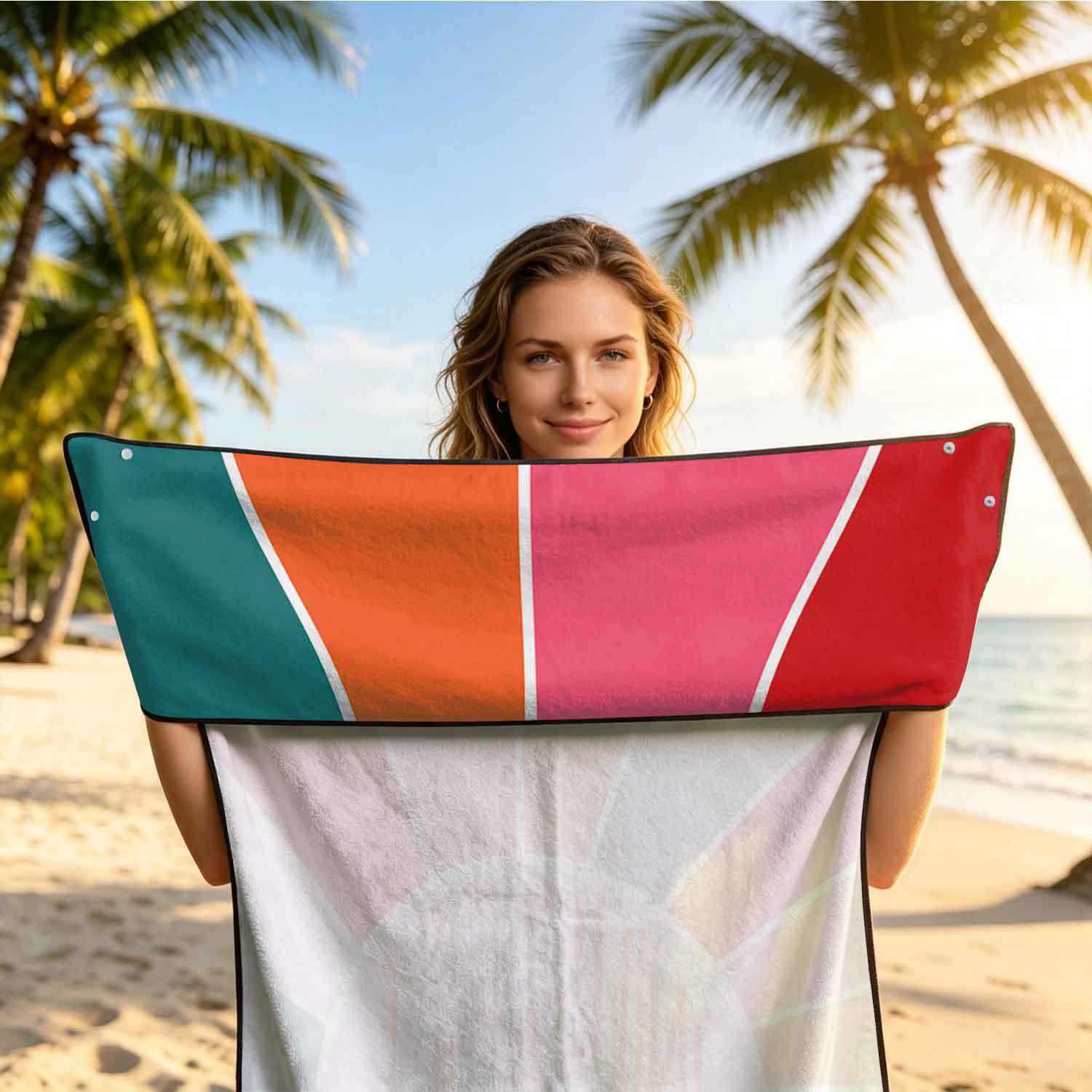 Printed bath towel and car seat cover 2-in-1, ultra-fine fiber outdoor beach and car dual-use universal seat cushion