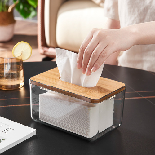 Bolan Creative Light Luxury Style Desktop Tissue Paper Box Home Living Room Restaurant Napkin Tube Bamboo Coffee Table Storage Box