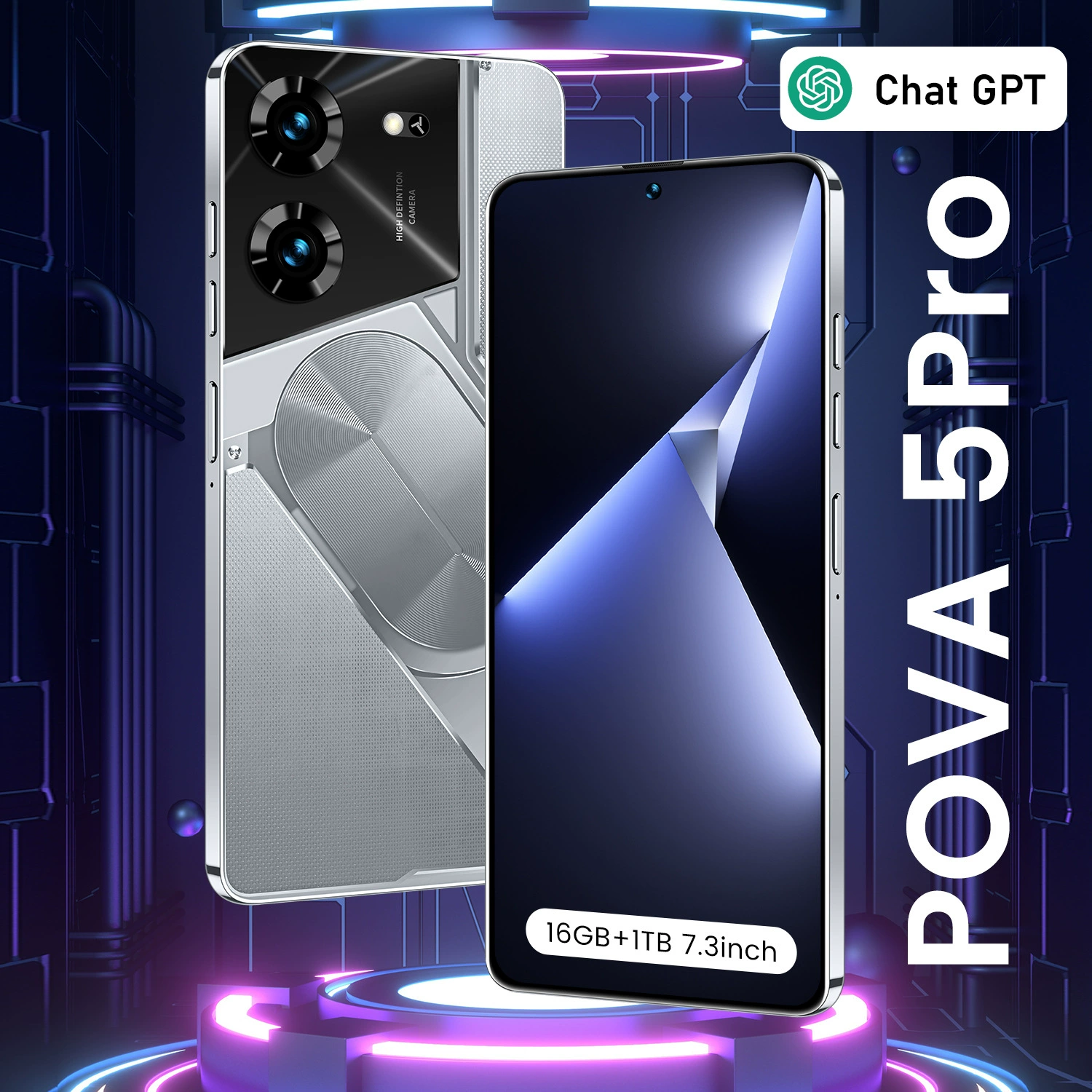 Кросс-граница взрыв POVA5PRO экран высокого разрешения большой дисплей иностранной торговли низкая цена 16+1TB новый смартфон исходник цена завода