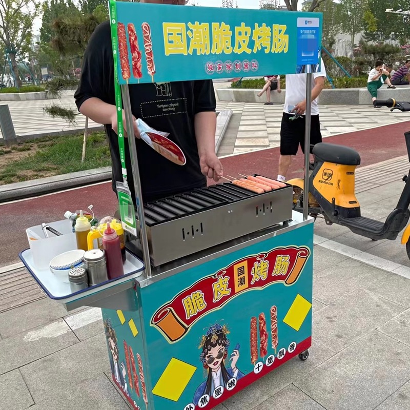 脆皮烤肠机烤鹌鹑蛋机摆摊铁板烧脆皮烤肠机夜市煤气