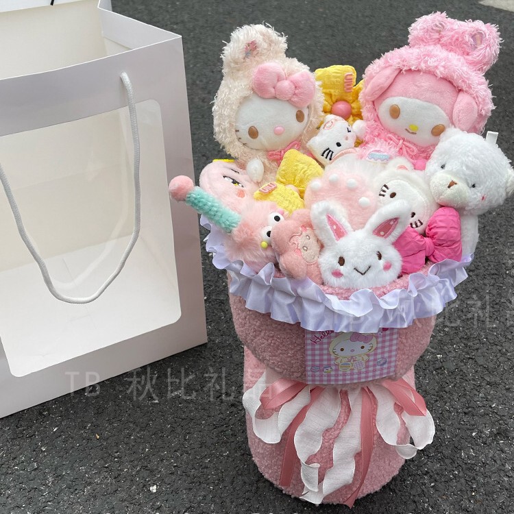 誕生日プレゼントの女の子ハローキティのぬいぐるみの花束ぬいぐるみは、彼女の七夕バレンタインデーをプレゼントします|undefined