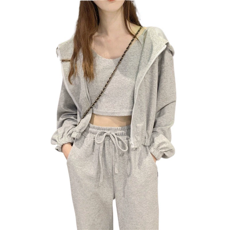 Комплект из 3 элементов в oversize корейском стиле — куртка, жилет и штаны, повседневный осенний отдых