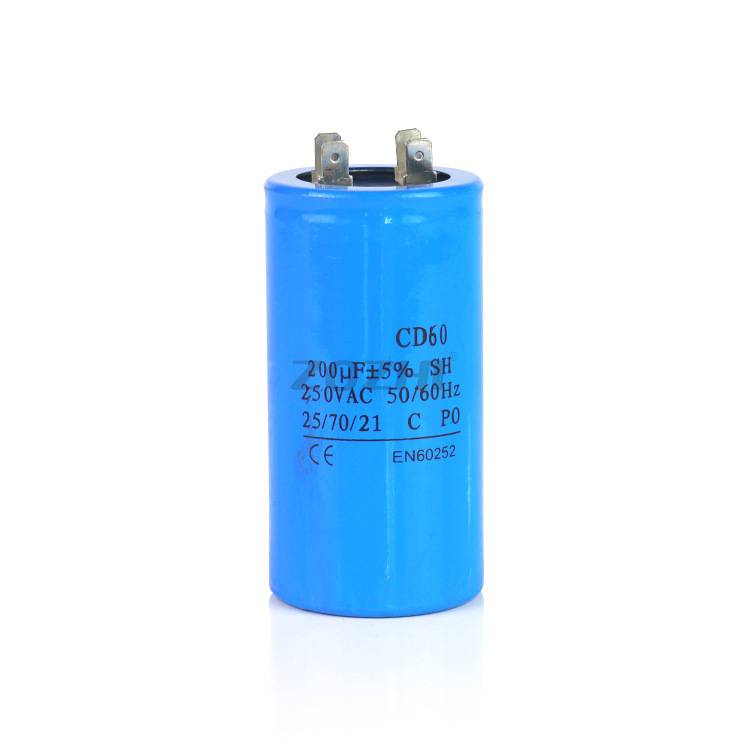 CD60启动电容器200uF250V 单相交流电机启动运行薄膜电容厂家直供