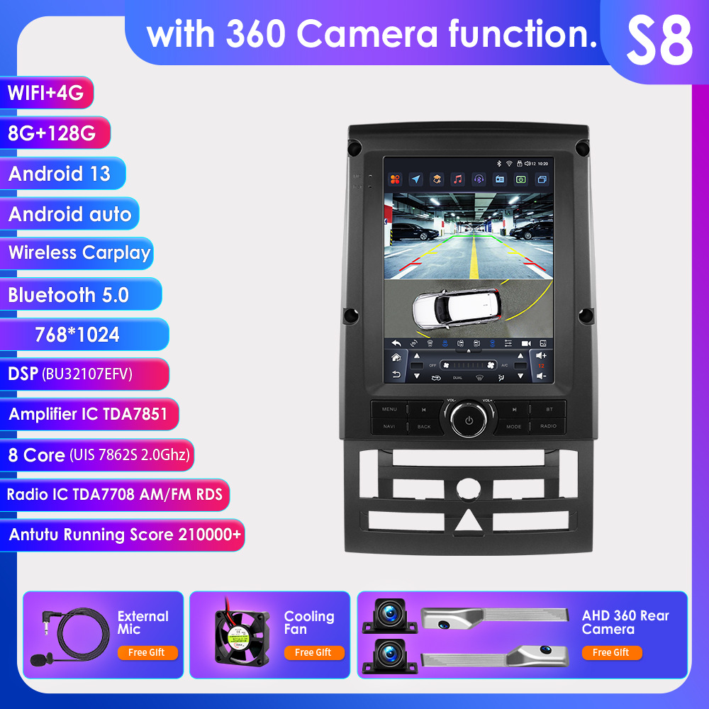 With 360 camera 8+128g wifi+4g lte version 7862 carplay eight core