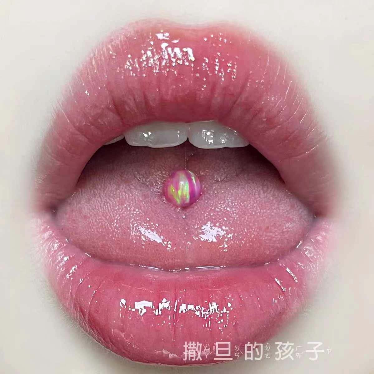 Labret stud lip piercing jewelry styling detail