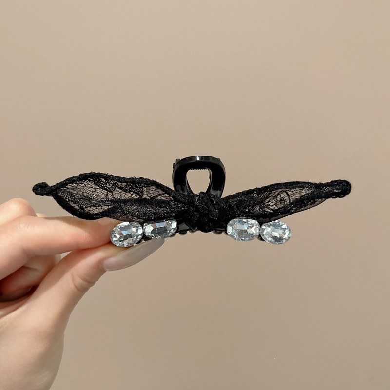 2# 화이트 라인스톤 토끼 귀 AB 표면 그리퍼 약 7cm