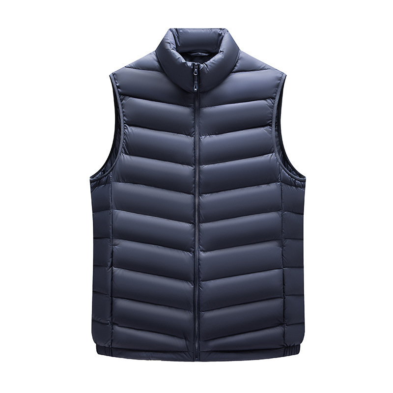 Lightweight down vest for young and middle-aged men, stylish stand-up collar, duck down, warm and trendy, suitable for both inner and outer wear in winter
