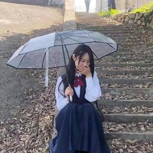 铁塔透明雨伞折叠全自动伞自开自收三折男女学生晴雨伞小清新加厚