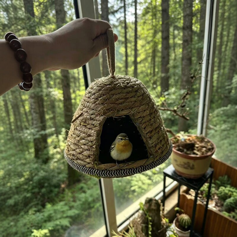 Parrot nest summer breathable cotton rope bird nest hanging handmade woven bird nest garden decoration ornament warm nest Parrot nest summer breathable cotton rope bird nest hanging handmade woven bird nest garden decoration ornament warm nest