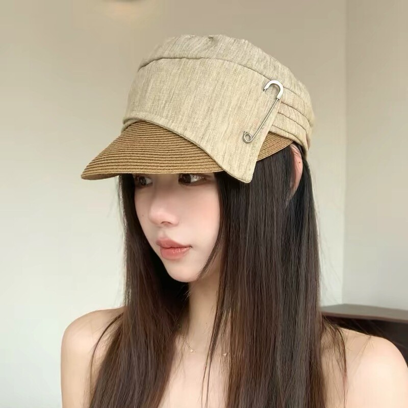 Designer Style High-End Pin-Stitched Cotton and Linen Patchwork Sun Hat with Wide Brim, Versatile for Commuting, Makes Face Look Smaller, Sun Protection, Women's Baseball Cap Designer Style High-End Pin-Stitched Cotton and Linen Patchwork Sun Hat with Wide Brim, Versatile for Commuting, Makes Face Look Smaller, Sun Protection, Women's Baseball Cap