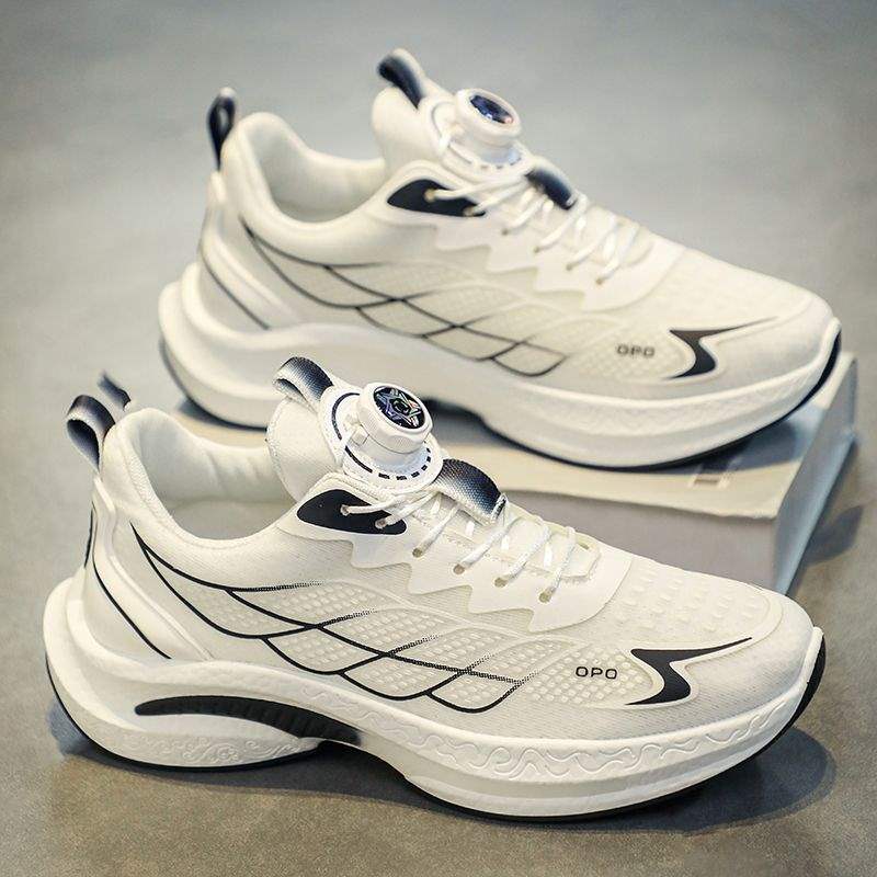 旋转纽扣篮球鞋男鞋2025春季新款透气网布鞋跑步运动休闲老爹潮鞋