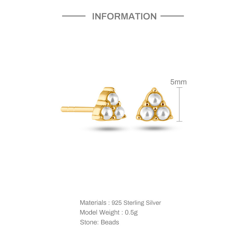 1 Pair Simple Style Geometric Plating Inlay Sterling Silver Pearl Zircon Ear Studs display picture 5