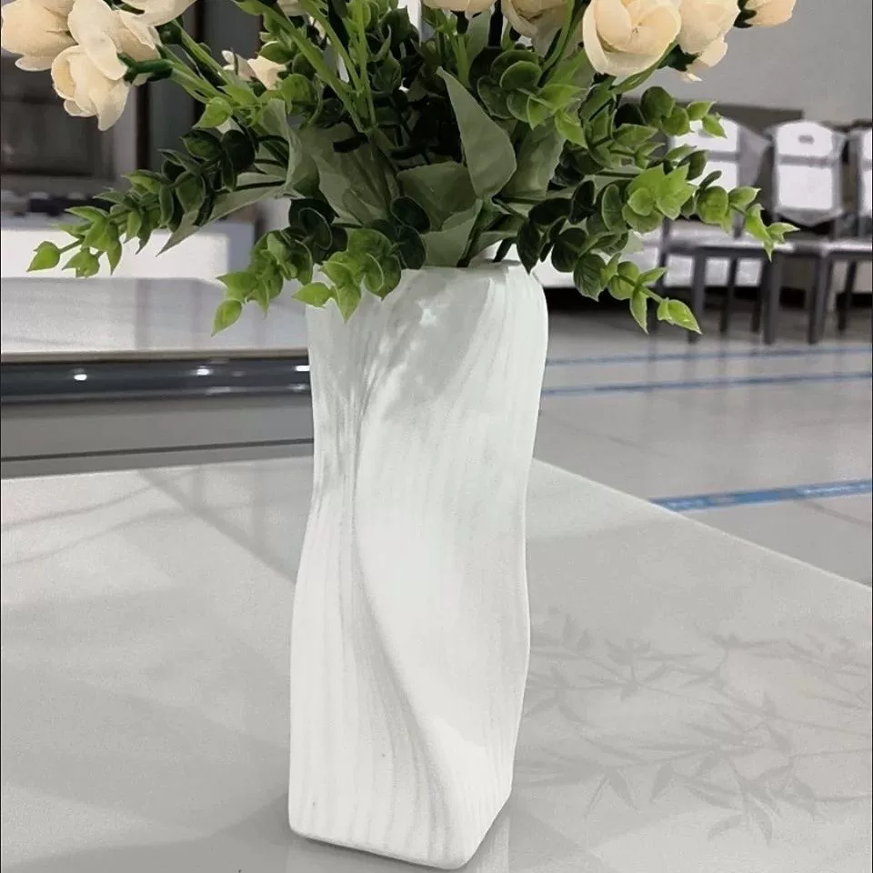 Пластиковая ваза в скандинавском стиле, креативная цветочная композиция, контейнер, украшения, ваза для сухих и влажных цветов, имитация глазури, имитация фарфора, цветочный горшок, цветочный сосуд, белый
