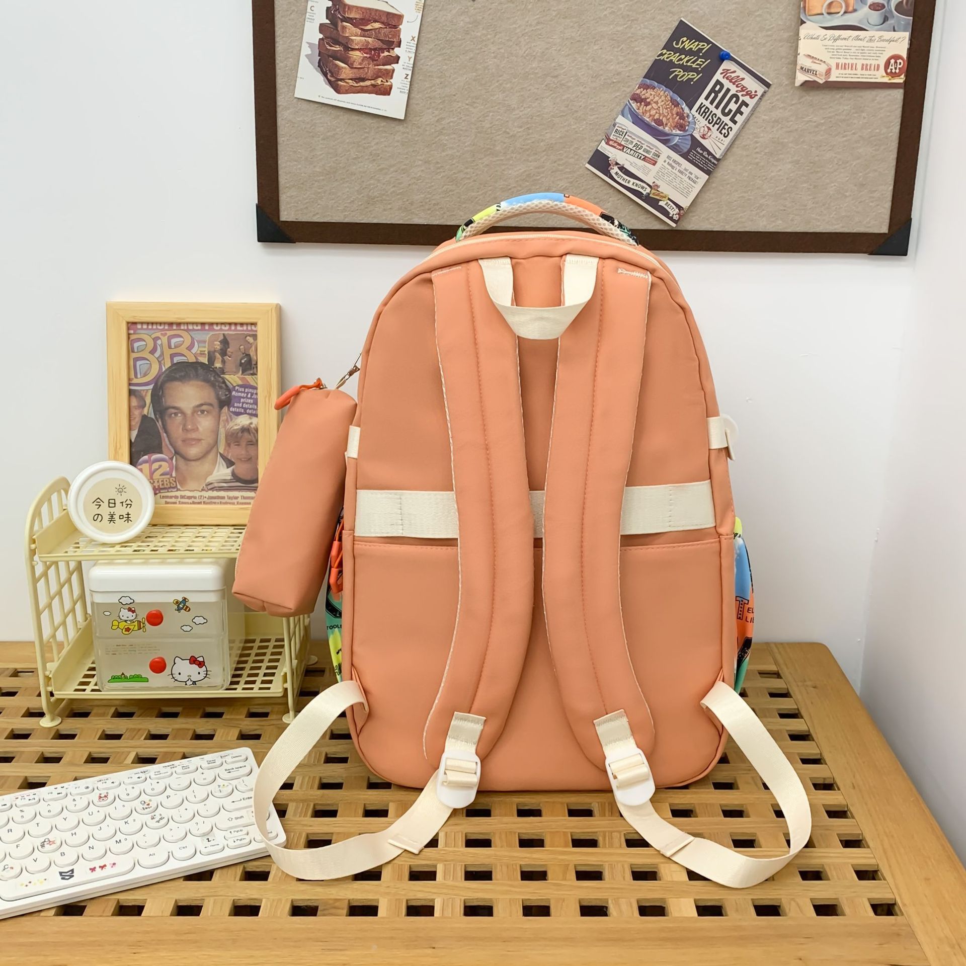 2024 nueva mochila casual de gran capacidad, mochila escolar impresa de todo fósforo de moda, mochila para estudiantes universitarios de secundaria y preparatoria al por mayor