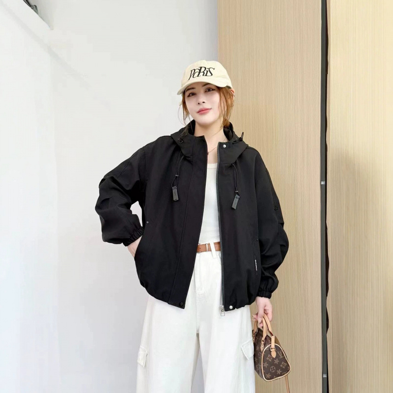 Casual Fashionable Hooded Short Jacket for Women 2026 Spring and Autumn New Versatile Stylish Windproof Jacket for Petite Women Casual Fashionable Hooded Short Jacket for Women 2026 Spring and Autumn New Versatile Stylish Windproof Jacket for Petite Women