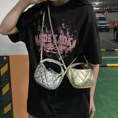 高級感簡約時尚小包包女2023春夏新款菱格鏈條包小眾斜挎單肩包