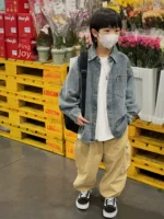 Denim summer clothing, shirt, autumn long-sleeve for boys, spring jacket