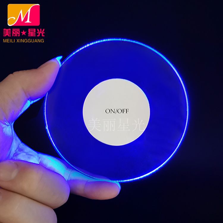 Posavasos LED acrílicos luminosos por inducción de gravedad creativa Posavasos acrílicos luminosos transparentes Logotipo de impresión en color