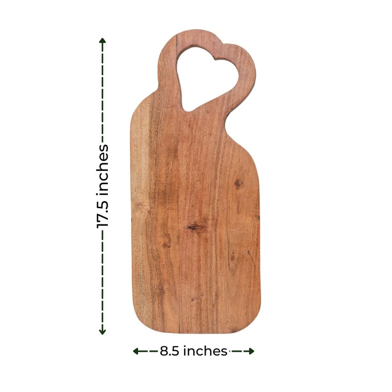 Tabla de cortar de madera creativa en forma de corazón mango tabla de cortar pan de hogar bandeja de postre plato de desayuno queso tabla de queso