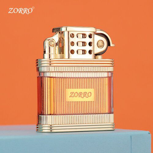 New ZORRO Zoro Cigarette Lighter, Kerosene Personalized Lao Jiumen Transparent Viewable Fuel Tank Creative Retro Old Style Men