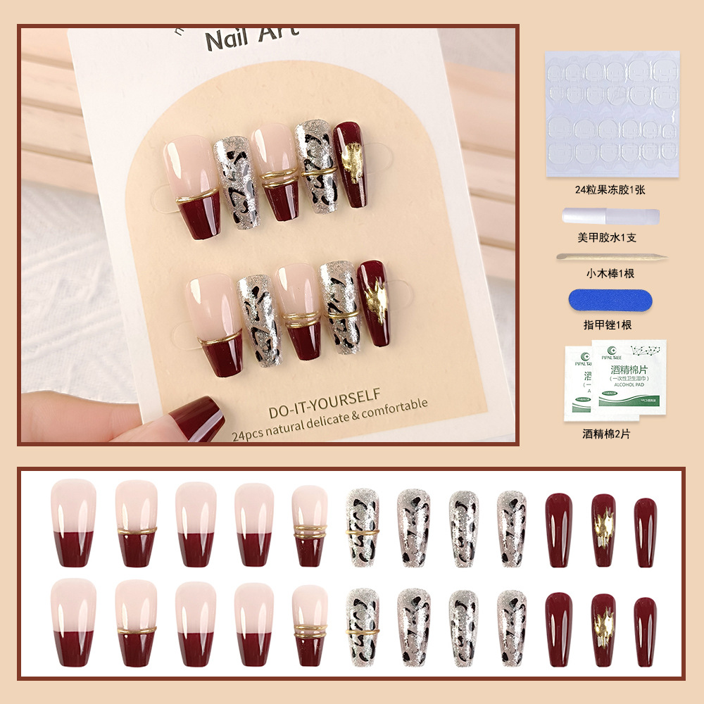 Armor portátil hecho a mano Xiaohongshu Douyin estilo explosivo fototerapia parche de uñas tridimensional 24 piezas uñas postizas image 23