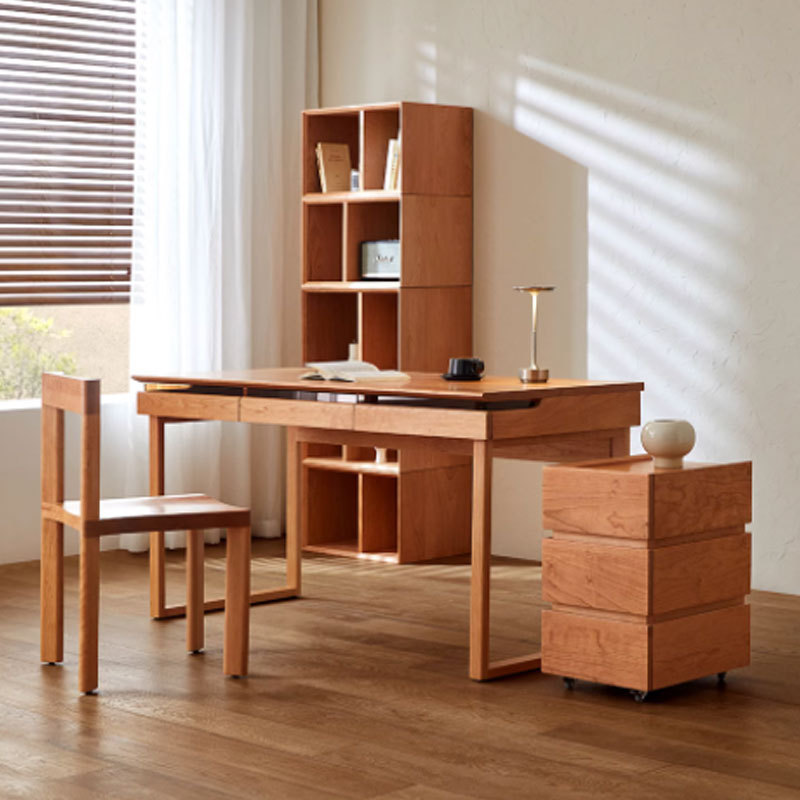 North American Black Walnut Solid Wood Desk Japanese-Style Children's Computer Desk Workbench Office Desk Computer Desk with Drawers